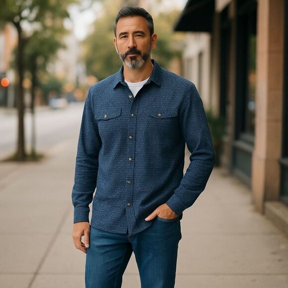 Wrangler Rancher Shirt Men’s XXL Pearl Snap Long Sleeve Western Shirt Navy Paisl - Picture 2 of 5